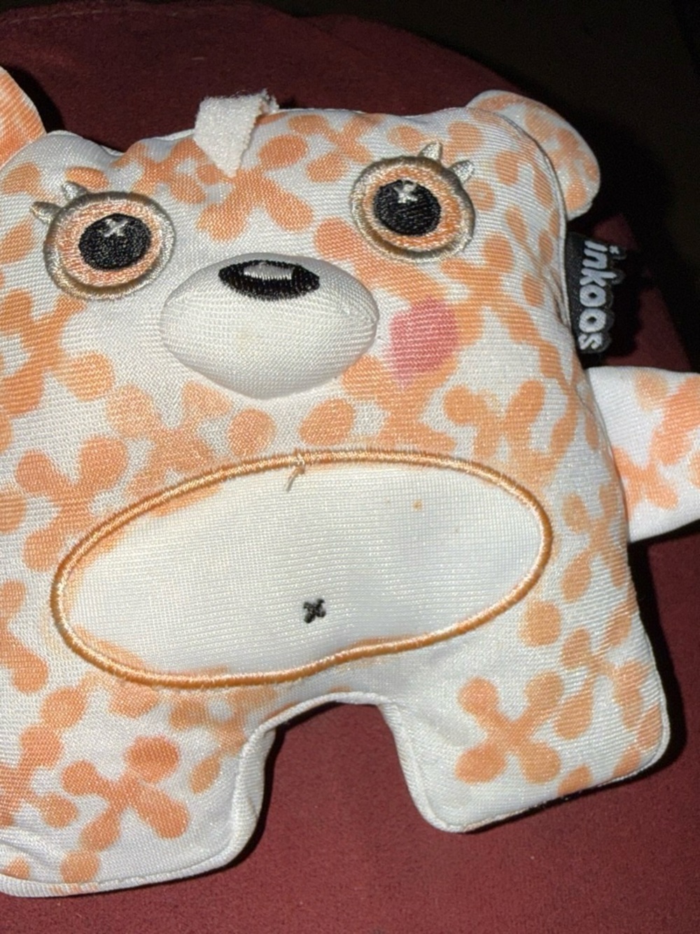 Orange & White  inkoos Plush Kids Toy - Soft Patterned Bear